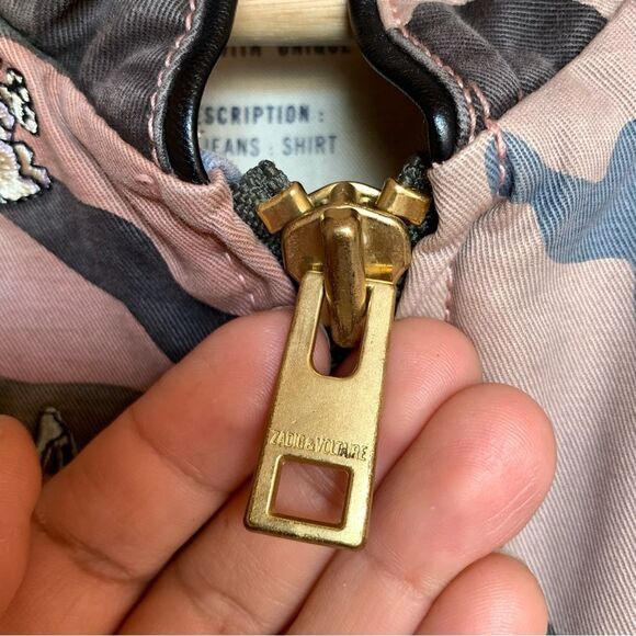 ZADIG & VOLTAIRE Kavy Camou Brode Jacket Green Camo Skull Embroidery Bomber Wool - Picture 12 of 16